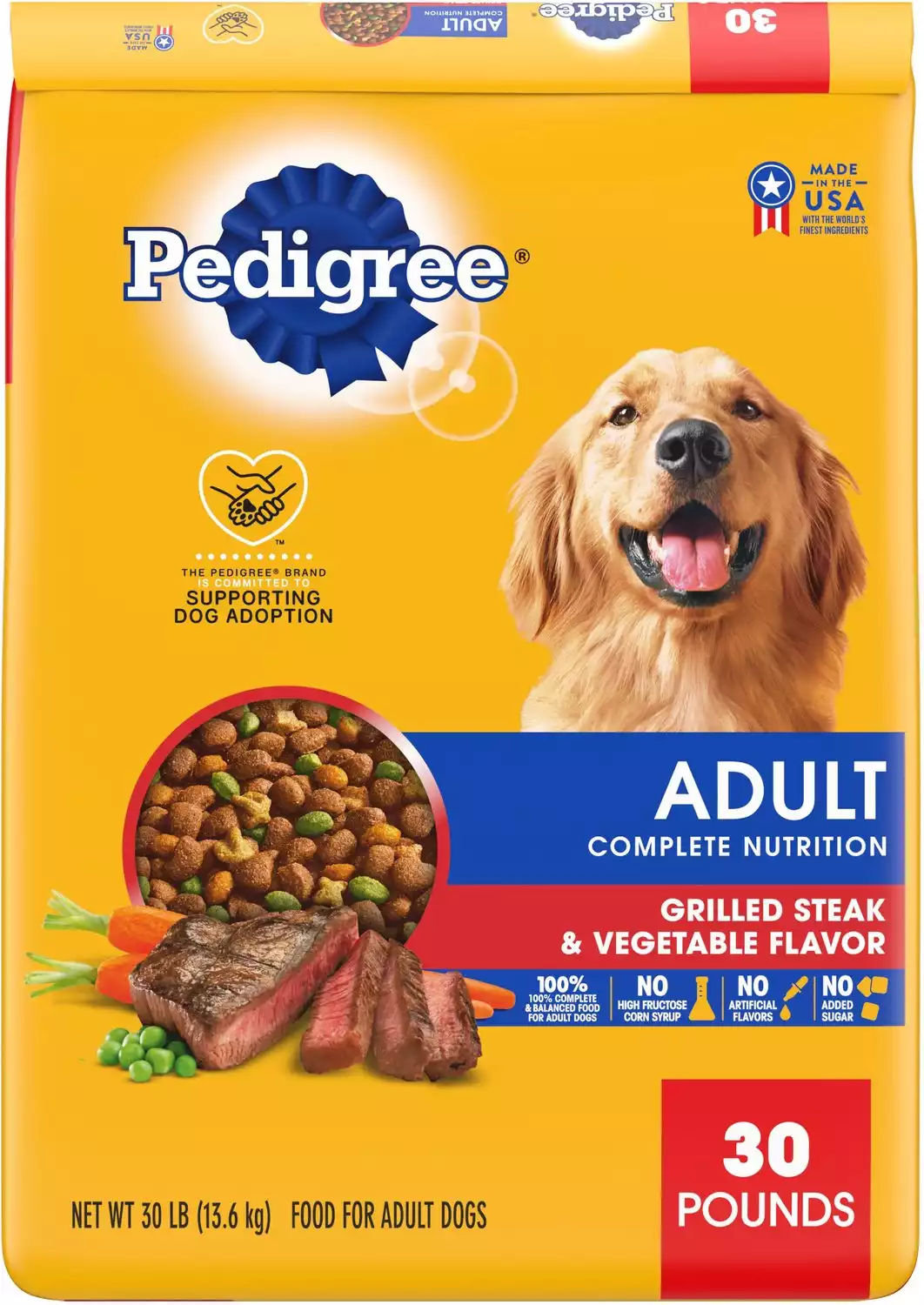 Pedigree complete nutrition grilled steak & vegetable flavor dog kibble adult dry dog food