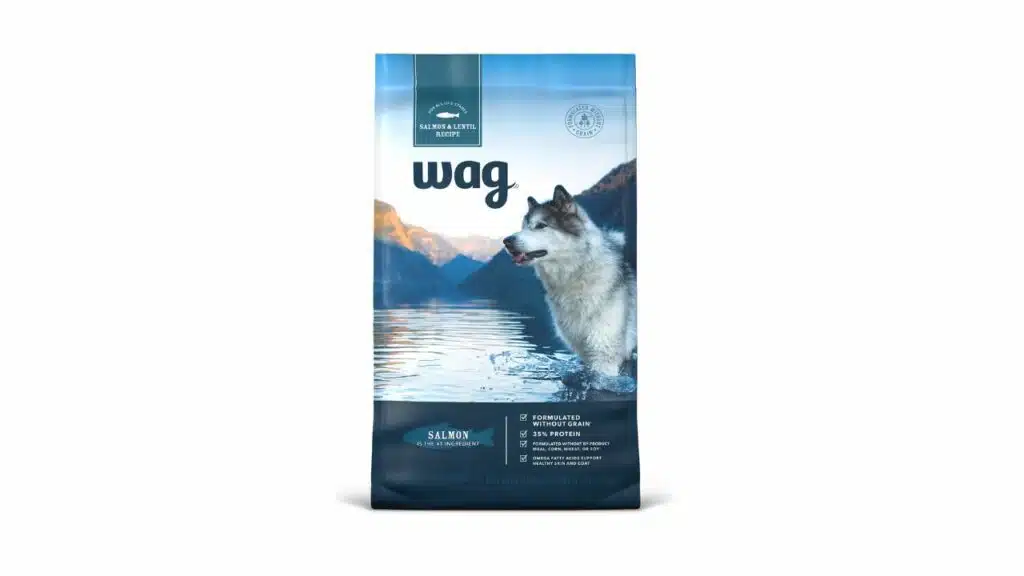 Amazon brand - wag dry dog food salmon & lentil recipe, 4 lb. Bag salmon & lentil 4 pound (pack of 1)