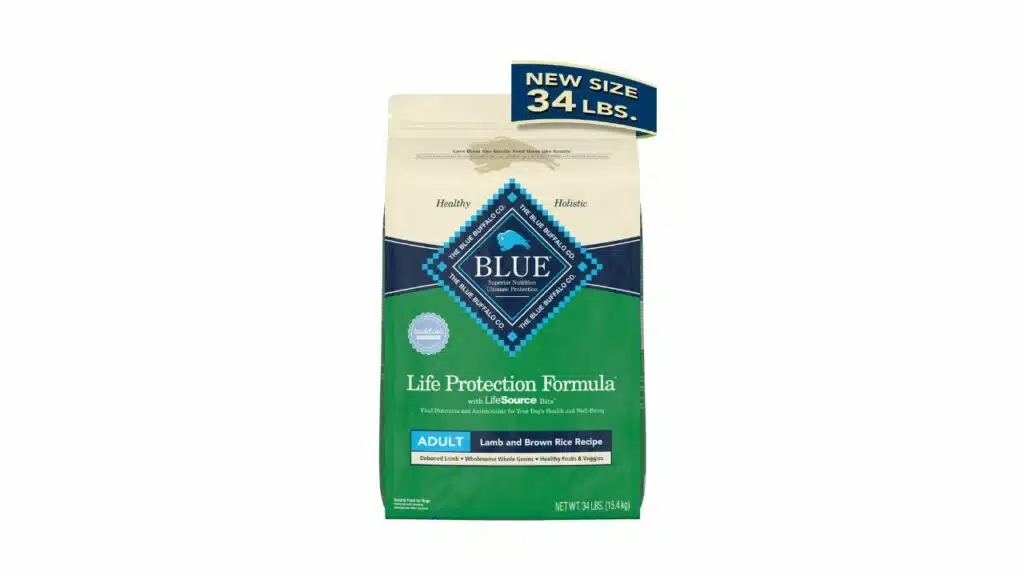 Blue buffalo life protection formula natural adult dry dog food, lamb and brown rice 34-lb