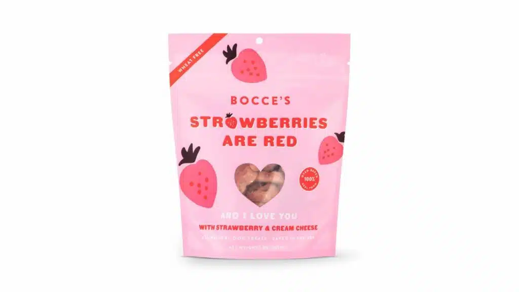 Bocce's bakery all-natural, seasonal, strawberries are red dog treats
