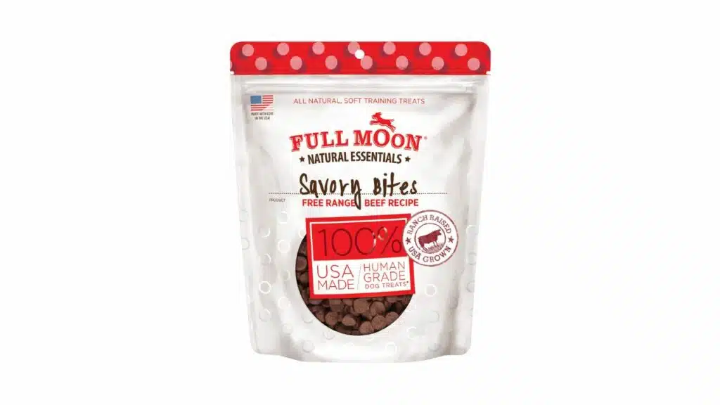 Full moon all natural human grade dog treats, essential beef savory bites