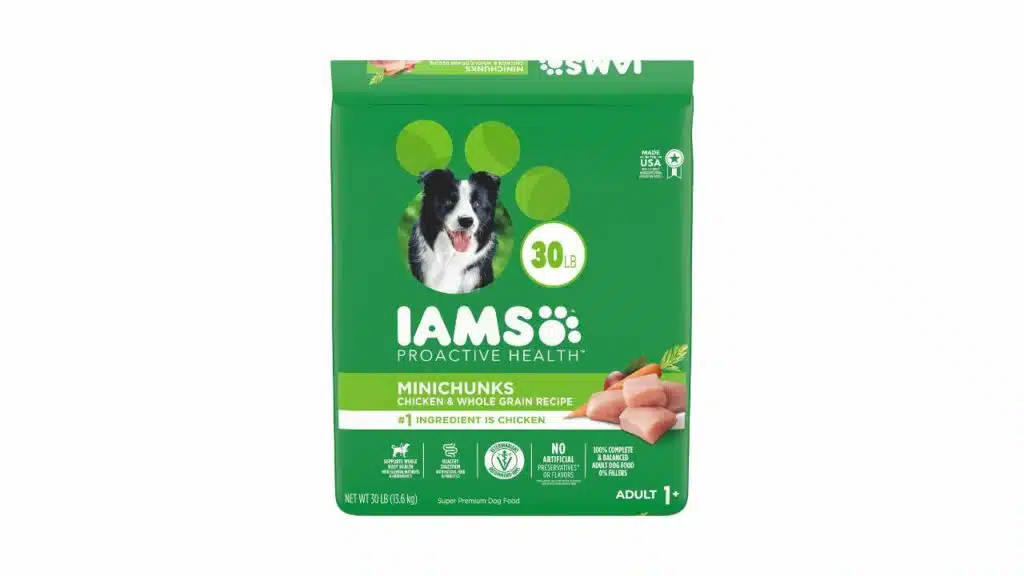 Iams adult minichunks small kibble high protein dry dog food with real chicken