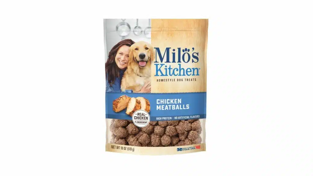 Milo's kitchen dog treats, chicken meatballs