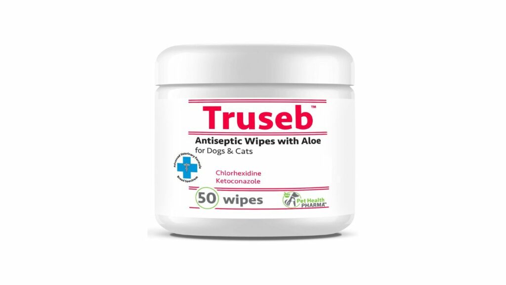Pet Health Pharma Truseb Topical Chlorhexidianes Wipes for Cats and Dogs - with Aloe for Cleansing - 50 Count