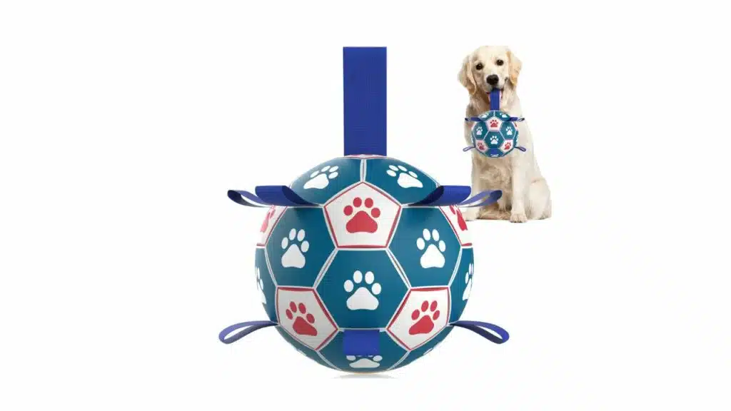 Qdan dog ropes toys soccer ball with straps