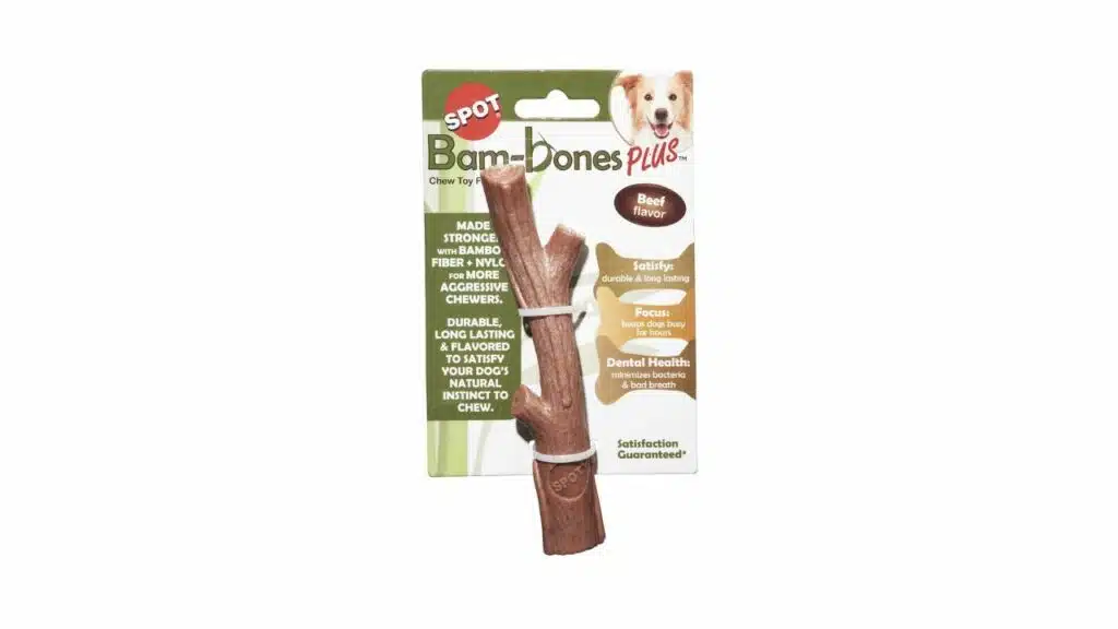 Spot by ethical products- bambone bamboo stick durable dog chew toy for aggressive chewers – great toy for puppies and puppy teething – a non splintering alternative to real wood - large medium