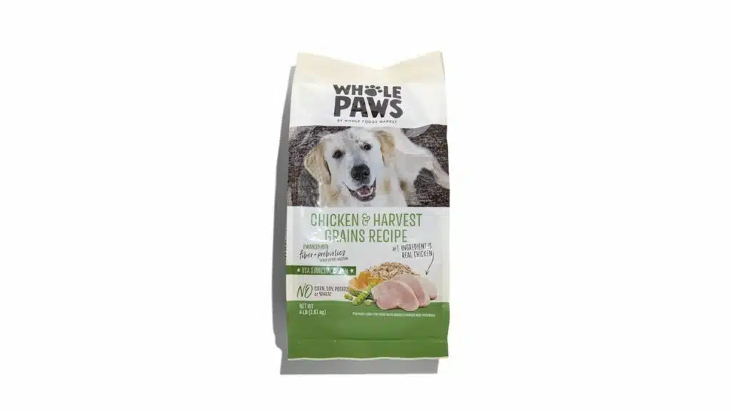 Whole paws, dry chicken and oats recipe dog food