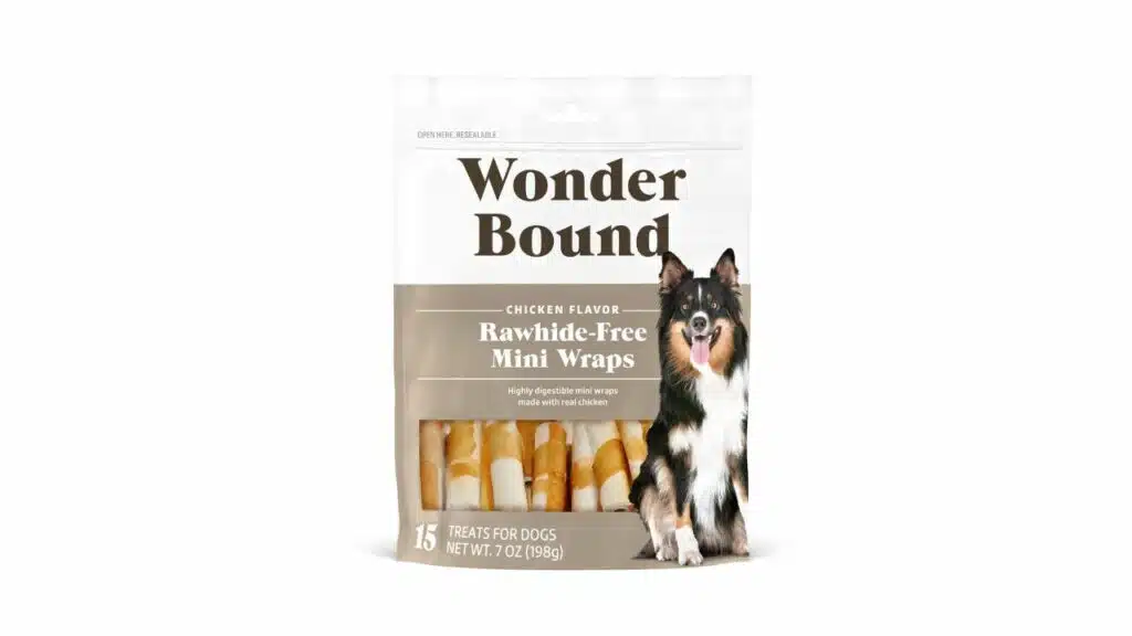 Wonder bound rawhide-free dog treats, mini chicken wraps, 15 count